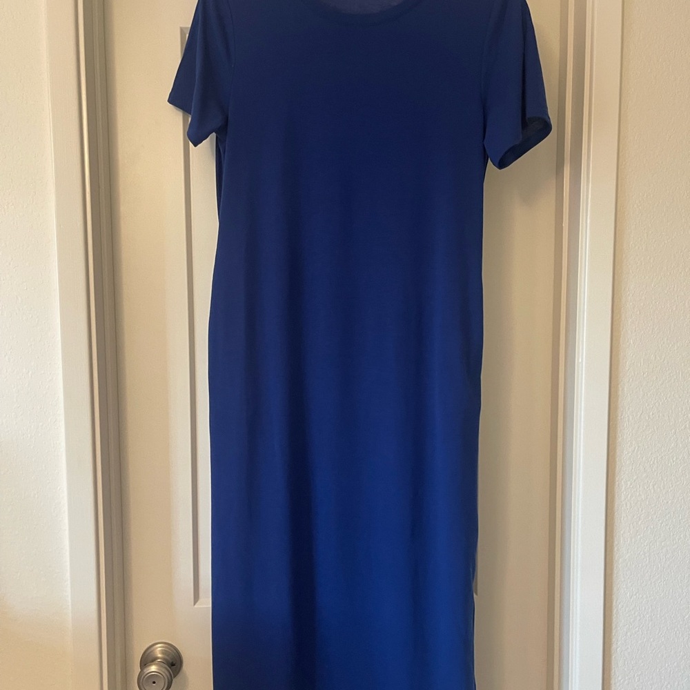 Everyday Crewneck Midi Dress in Cobalt Blue